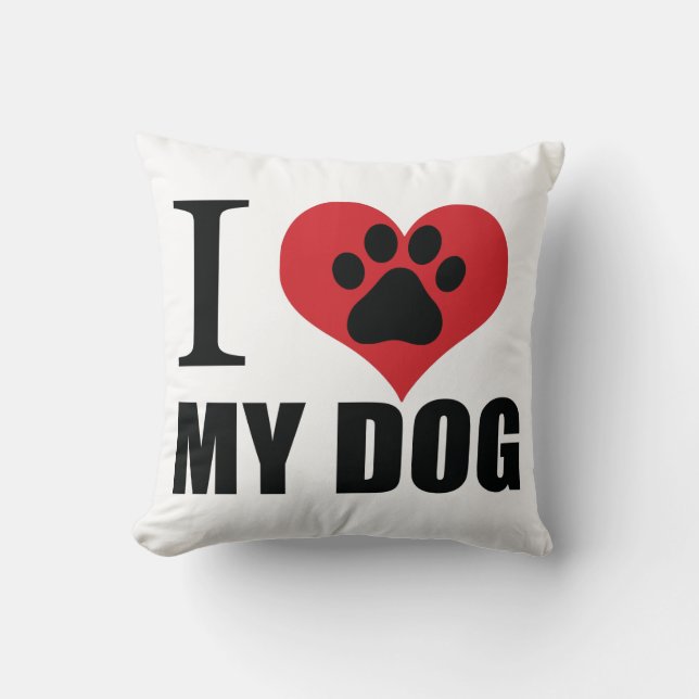 I love my dog throw pillow (Front)