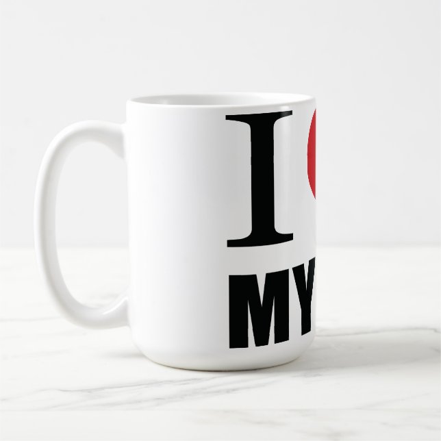 I love my dog throw pillow coffee mug (Left)