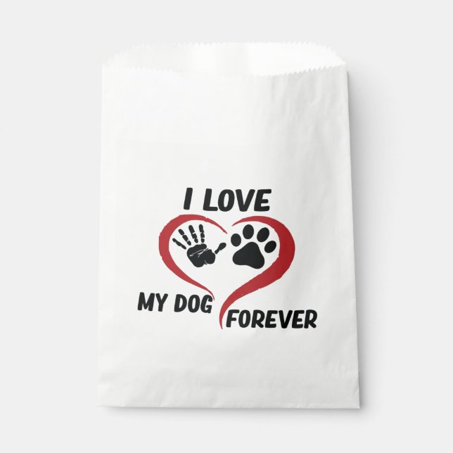 I love my dog throw pillow favour bags (Front)