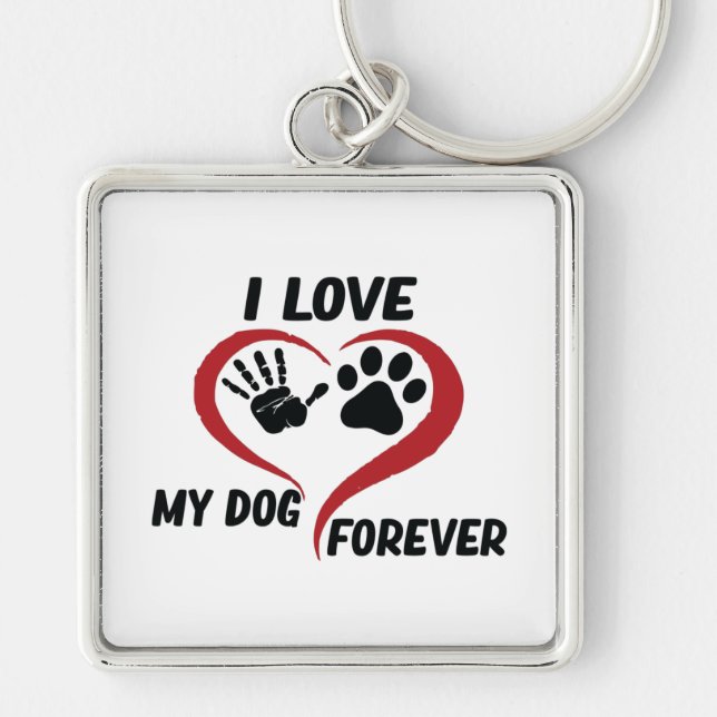 I love my dog throw pillow key ring (Front)