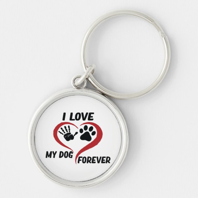 I love my dog throw pillow key ring (Front)