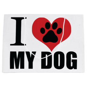 I love my dog throw pillow large gift bag