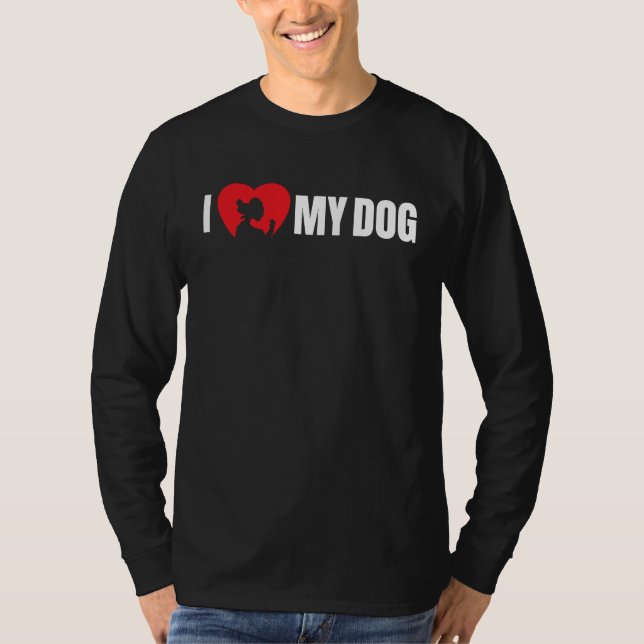 I Love My Dog with Dog Silhouette in Heart T-Shirt (Front)