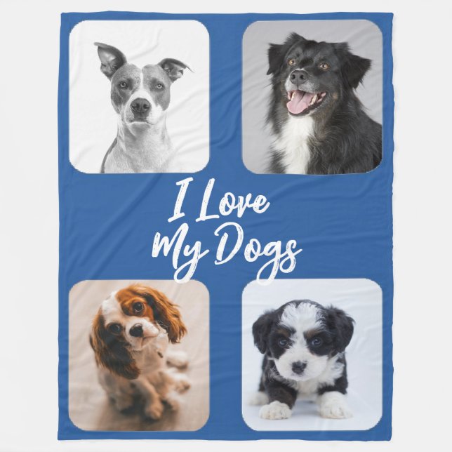 I Love my Dogs four photos Fleece Blanket (Front)