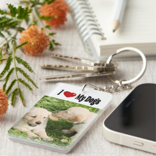 I love my dogs Photo Key Ring