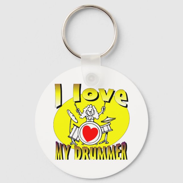 I Love My Drummer Key Ring (Front)