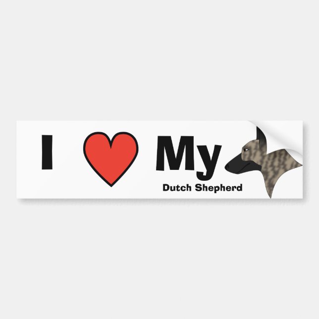 I Love My Dutch Shepherd Bumper Sticker (Front)