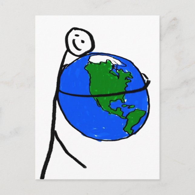 I love my earth children's drawing by healing love postcard (Front)