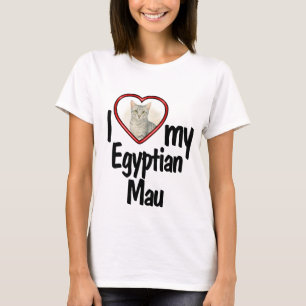 I Love My Egyptian Mau - Cute Heart Cat Photo T-Shirt
