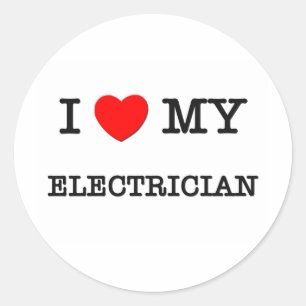 I Love My ELECTRICIAN Classic Round Sticker