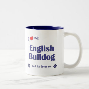 I Love My English Bulldog (Male Dog) Two-Tone Coffee Mug