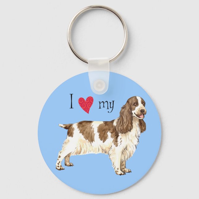 I Love my English Cocker Spaniel Key Ring (Front)