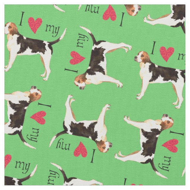 I Love my English Foxhound Fabric (Close Up)