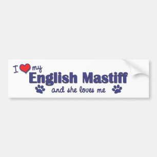I Love My English Mastiff (Female Dog) Bumper Sticker