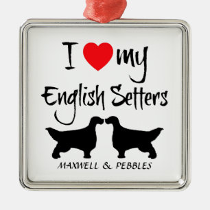 I Love My English Setter Dogs Metal Tree Decoration