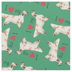 I Love my English Setter Fabric
