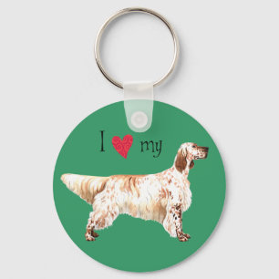 I Love my English Setter Key Ring