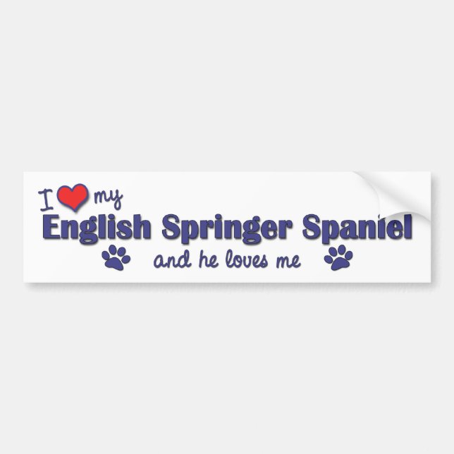 I Love My English Springer Spaniel (Male Dog) Bumper Sticker (Front)