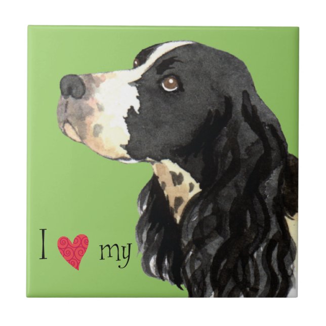 I Love my English Springer Spaniel Tile (Front)