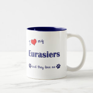 I Love My Eurasiers (Multiple Dogs) Two-Tone Coffee Mug