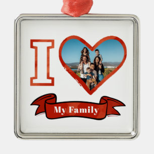 I Love My Family Personalised Photo Keepsake Metal Tree Decoration