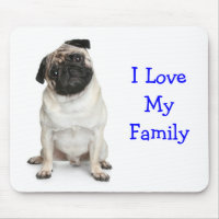 I Love My Family Pug Mousepad