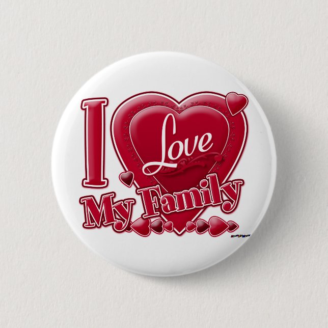 I Love My Family red - heart 6 Cm Round Badge (Front)