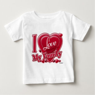 I Love My Family red - heart Baby T-Shirt