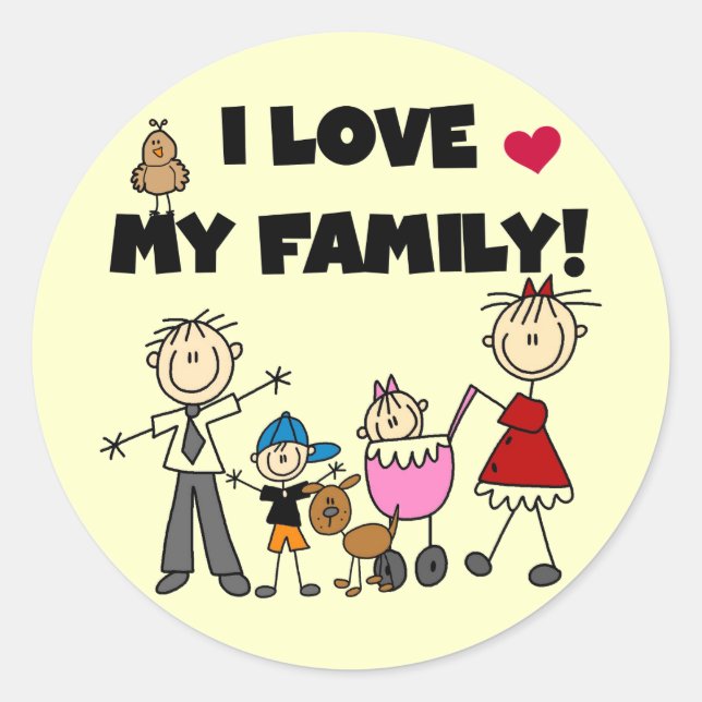 I Love My Family Tshirts and Gifts Classic Round Sticker (Front)