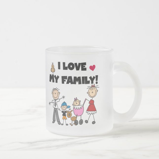 I Love My Family Tshirts and Gifts Frosted Glass Coffee Mug (Right)