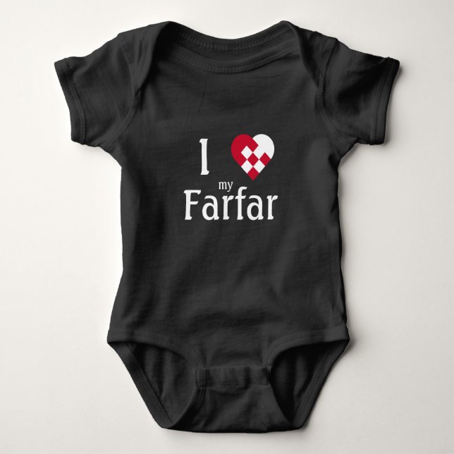I Love My Farfar (father's father) cute baby Bodysuit (Front)