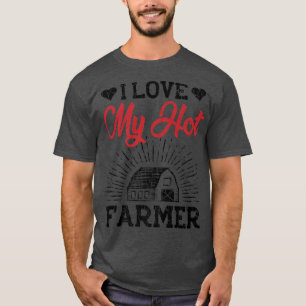 I Love My Farmer Funny Farming Farm Tractor Animal T-Shirt
