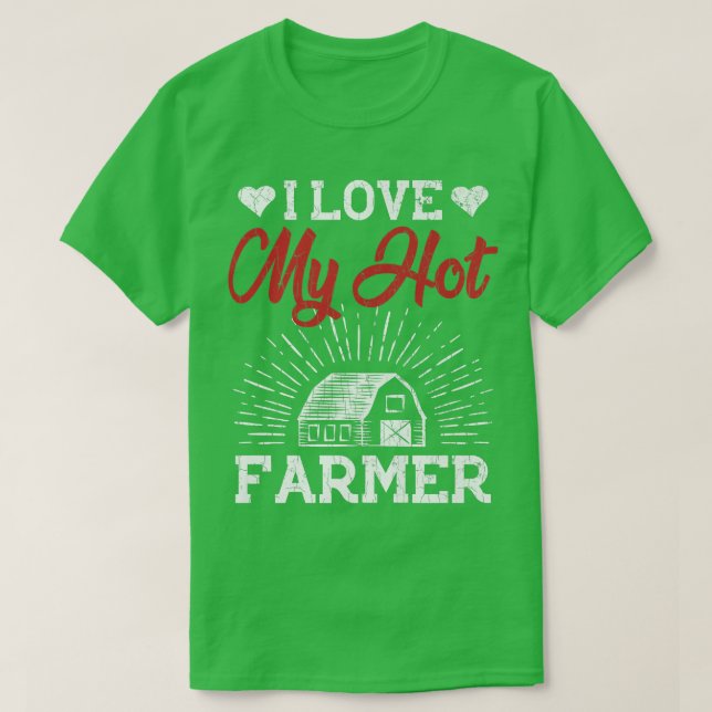I Love My Farmer Funny Farming Farm Tractor Animal T-Shirt (Design Front)