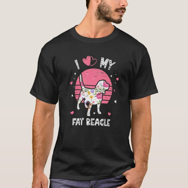 I Love My Fat Beagle Paw Lovers Puppies Dog Owners T-Shirt (Front)