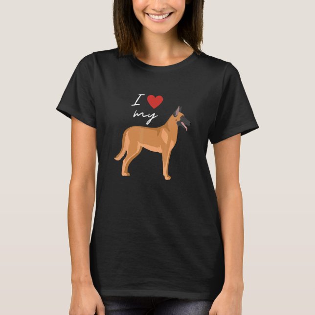 I Love My Fawn Sable Belgian Malinois Dog   T-Shirt (Front)