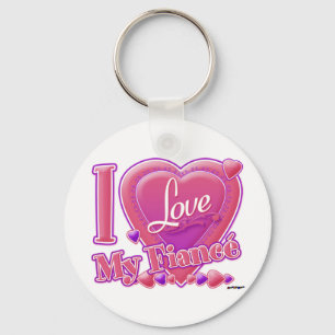 I Love My Fiancé pink/purple - heart Key Ring