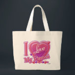 I Love My Fiancé pink/purple - heart Large Tote Bag<br><div class="desc">I Love My Fiancé pink/purple - heart</div>