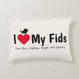 I Love My Fids Feathered Kids Canary Finch Decorative Cushion