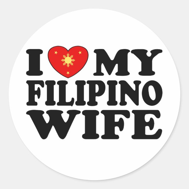 I Love My Filipino Wife Classic Round Sticker (Front)