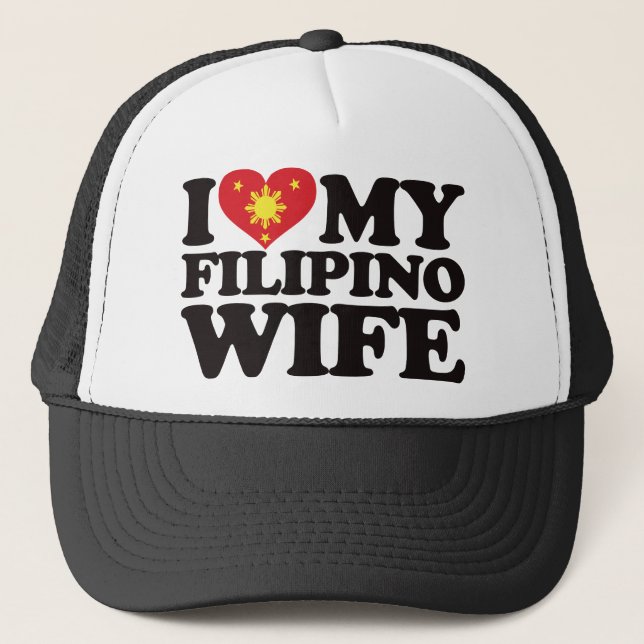 I Love My Filipino Wife Trucker Hat (Front)