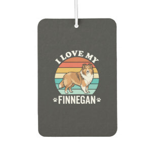 I Love My Finnegan Sheltie Retro Sunset Car Air Freshener