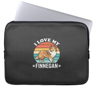 I Love My Finnegan Sheltie Retro Sunset Laptop Sleeve