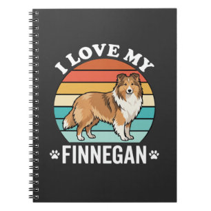 I Love My Finnegan Sheltie Retro Sunset Notebook