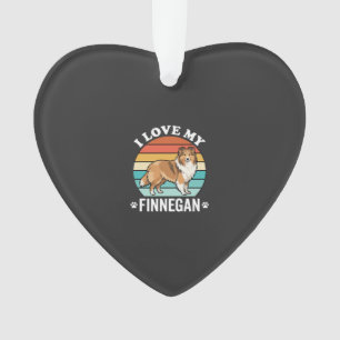 I Love My Finnegan Sheltie Retro Sunset Ornament