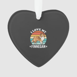 I Love My Finnegan Sheltie Retro Sunset Ornament