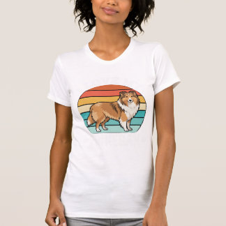 I Love My Finnegan Sheltie Retro Sunset T-Shirt
