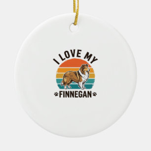 I Love My Finnegan Vintage Dog Name Shirt Design_1 Ceramic Tree Decoration