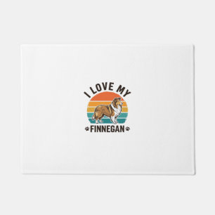 I Love My Finnegan Vintage Dog Name Shirt Design_1 Doormat