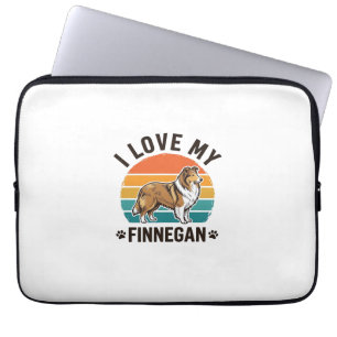I Love My Finnegan Vintage Dog Name Shirt Design_1 Laptop Sleeve