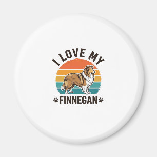 I Love My Finnegan Vintage Dog Name Shirt Design_1 Magnet